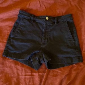 Everlane twill cotton high waist black shorts